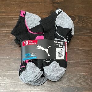 Puma Women's No-Show Athletic Socks — Black, Gray & Pink Accents